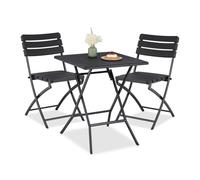 Relaxdays Conjunto de mesa y sillas de balcón negro