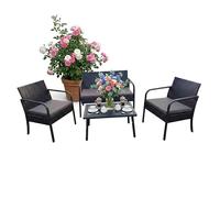 Relaxdays Conjunto de Muebles de jardín 4 Piezas para 4 Personas, Banco, sillas y Mesa, 78x106x56 cm, Negro