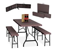 Relaxdays Conjunto de muebles de jardín plegables marrón,negro