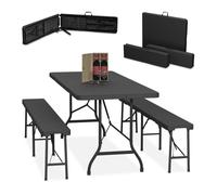 Relaxdays Conjunto de muebles de jardín plegables negro
