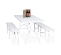 Relaxdays Conjunto de muebles de jardín portátiles blanco