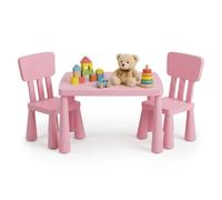 Relaxdays Conjunto Infantil: Mesa + 2 sillas, Rosa, fácil Limpieza