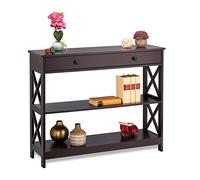 Relaxdays Consola recibidor con cajón marrón oscuro