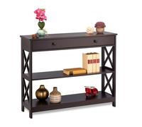 Relaxdays Consola recibidor con cajón marrón oscuro