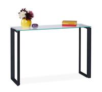 Relaxdays Consola recibidor con tablero de cristal negro,transparente