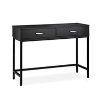 Relaxdays Consola Recibidor, Mesa Entrada con 2 Cajones, 81x110x42 cm, Mesa Auxiliar Estrecha, Pasillo y Salón, Negro