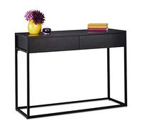 Relaxdays Consola Recibidor, Mueble Recibidor 2 Cajones, 80,5x110x40 cm, Mesa Auxiliar Estrecha, Pasillo y Salón, Negro