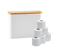 Relaxdays Contenedor de Papel higiénico, 12 Rollos, 34,5 x 45 x 15 cm, Tela, bambú, Soporte, Blanco