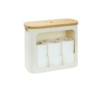 Relaxdays Contenedor de Papel higiénico, 12 Rollos, 36 x 43 x 17 cm, Tela, bambú, Cesta, Reserva, Beige