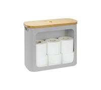 Relaxdays Contenedor de Papel higiénico, 12 Rollos, 36 x 43 x 17 cm, Tela, bambú, Soporte, Gris