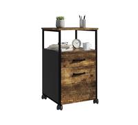Relaxdays Contenedor móvil, 2 cajones, con archivador Colgante, diseño Industrial, HBT: 66,5 x 42 x 44 cm, marrón/Negro