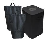 Relaxdays Contenedor para botellas, 100 l, 2 bolsas, negro | Fácil de limpiar, reciclaje