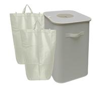 Relaxdays Contenedor para Botellas de Reciclaje, 100 l, 2 Bolsas, limpiable, Beige, 70x43x33 cm