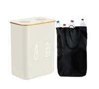 Relaxdays Contenedor para Botellas de Vidrio y plástico, 160L, 2 Bolsas, Beige, 75x57x37 cm