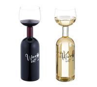 Relaxdays Copa de Vino con Botella XL, Copón Cristal, Decantador, Regalo Enólogos y Aficionados, 750 ml, Transparente
