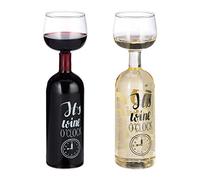 Relaxdays Copa-botella vino de 750 ml blanco,negro,transparente