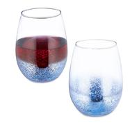 Relaxdays Copas de vino sin tallo set de 2 en azul azul,plata,transparente