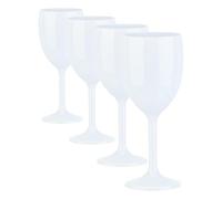 Relaxdays Copas Vino de Plástico Irrompible en Set de 12, sin BPA, Vasos Cóctel Reutilizables, Camping y Pícnic, Blanco (Paquete de 4)
