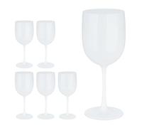 Relaxdays Set de 6 copas de vino de plástico blanco