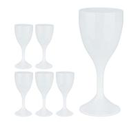 Relaxdays Copas Vino Plástico, Set de 6, Irrompibles y Libres de BPA, 250 ml, Reutilizables, Vasos Camping, Blanco