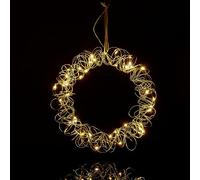 Relaxdays Corona Luces LED, Decoración Ventana Colgante, Ø 30 cm, Lámpara Fairy Lights, A Pilas, Interiores, Plateado