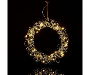 Relaxdays Corona Luces LED, Decoración Ventana Colgante, Ø 30 cm, Lámpara Fairy Lights, A Pilas, Interiores, Plateado