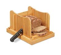 Relaxdays Cortador de pan de bambú marrón claro