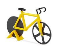 Relaxdays Cortapizzas, Cortador de Pizza Bicicleta, Cuchilla Masa Acero Inoxidable, 11,5 x 18 x 3 cm, Amarillo