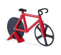 Relaxdays Cortapizzas, Cortador de Pizza Bicicleta, Cuchilla Masa Acero Inoxidable, 11,5 x 18 x 3 cm, Rojo