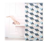 Relaxdays Cortina de baño enrollable geométrica beige,azul,gris