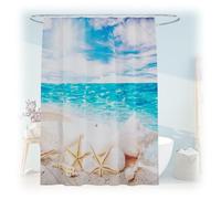 Relaxdays Cortina de ducha 180x200 con estampado azul,crema,turquesa