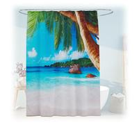 Relaxdays Cortina de ducha 180x200 con estampado beige,azul,verde oscuro