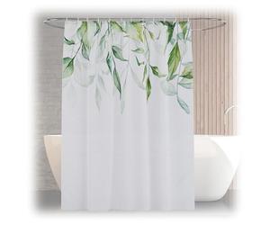 Relaxdays Cortina de Ducha Diseño Plantas, Baño, 180 x 200 cm, Antimoho, Lavable, 12 Anillas, para Bañera, Multicolor