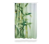 Relaxdays Cortina de ducha estampado bambú verde blanco,verde