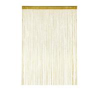 Relaxdays Cortina de Hilos para Puertas y Ventanas, Lavable, para Acortar a Medida, Visillo, 145 x 245 cm, Dorado