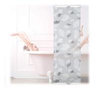 Relaxdays Cortina Enrollable Ducha Estampado de Hojas, Cortina Bañera 60x240cm, Sujeción Techo/Ventana, Blanco y Negro