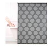 Relaxdays Cortina enrollable ducha gris a lunares gris