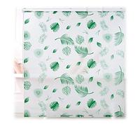 Relaxdays Cortina enrollable ducha hojas verdes blanco,verde