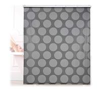 Relaxdays Cortina Enrollable Ducha Lunares, Estor Traslúcido, Repele Agua, Sujeción Techo/Ventana, 140x240 cm, Gris