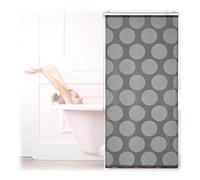 Relaxdays Cortina enrollable ducha gris a lunares gris