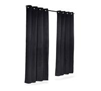 relaxdays Cortinas Opacas con Ojales, Pack de 2, Modernas, Dormitorio Salón o Despacho, Poliéster, 245 x 135 cm, Negro
