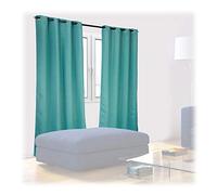 Relaxdays Cortinas, Set 2, 245x135 cm, Opacas, Oscuras, Ojales, Sobrecortinas Control de Luz Estampadas, Turquesa
