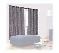 Relaxdays Cortinas Set 2 Opacas y Oscuras con Ojales, 175x135 cm, Sobrecortinas Antiluz Estampadas, Gris y Plateado
