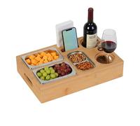 Relaxdays Couchbar, bambú, 3 Cuencos INOX para Snacks, Natural