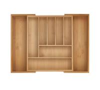 Relaxdays Cubertero, 7-9 Compartimentos, Organizador de Cubiertos Extensible, Cajón, 5x28-44,5x33,5 cm, Bambú, Natural