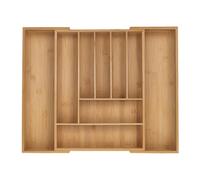 Relaxdays Cubertero, 7-9 Compartimentos, Organizador de Cubiertos Extensible, Cajón, 5x32,5-53,5x43 cm, Bambú, Natural