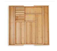 Relaxdays Cubertero cajón bambú con 5-7 divisiones marrón claro