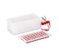 Relaxdays Cubitera Set, 4 Bandejas Cubos Hielo, Libre BPA, Contenedor con Tapa, 144 Cubos Hielo, Plástico Transparente