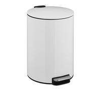 Relaxdays Cubo Basura, 12 litros, Mecanismo Automático, Bote Interior Extraíble, Metal, Papelera Moderna Cocina, Blanco