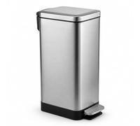 Relaxdays cubo basura, 15 litros, cubeta plástica extraíble, plateado | Pedal, cocina, baño, cubo con pedal, acero inoxidable
